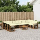 Cumpara ieftin Set de canapele de exterior 11 buc. 10-Locuri Natural si Crem