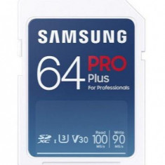 Card de memorie Samsung PRO Plus MB-SD64K/EU, SDXC, 64GB, UHS-I U3, V30, Clasa 10