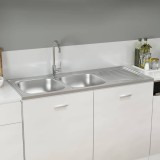 Gossi chiuveta bucatarie cu 2 cuve, argintiu, 1200x600x155 mm, otel
