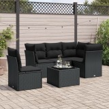 Cumpara ieftin Gossi set mobilier de gradina cu perne, 6 piese, negru, poliratan
