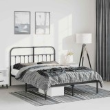 vidaXL Cadru de pat metalic cu tăblie, negru, 135x190 cm 352577
