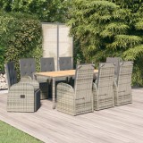 VidaXL Set mobilier grădină cu perne, 9 piese, gri, poliratan
