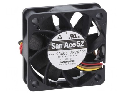 Ventilator axial 12V DC 52x52x15mm 30m3/h 38dBA cu bilă foto