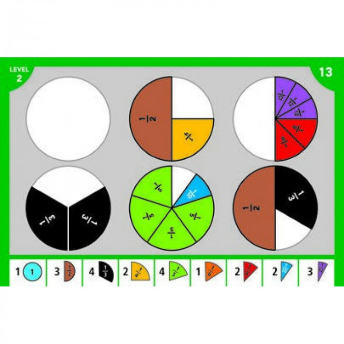 Placinta fractiilor Educational Insights, 50 carduri, 65 piese-fractii, 8 - 12 ani