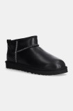 UGG bocanci de piele Classic Ultra Mini Lthr Regen culoarea negru, 1158191-BLK
