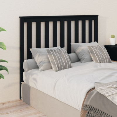 Tăblie de pat, negru, 126x6x101 cm, lemn masiv de pin foto