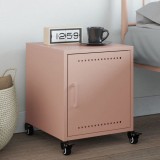 Noptiera roz Gossi, 36x38.5x43.5 cm, otel, cu compartiment si roti. Design modern si spatiu depozitare. Usor de curatat si mutat.