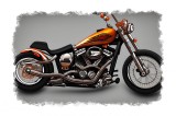 Cumpara ieftin Sticker decorativ Motocicleta Chopper, Portocaliu, 85 cm, 11619ST, Oem