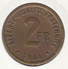 FRANTA - 2 Francs / FRANCI 1944. FRANCE LIBRE , Alama , RAR , LF1,34 foto
