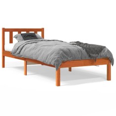 vidaXL Cadru pat fără saltea, maro ceruit, 75x190 cm, lemn masiv pin 844801