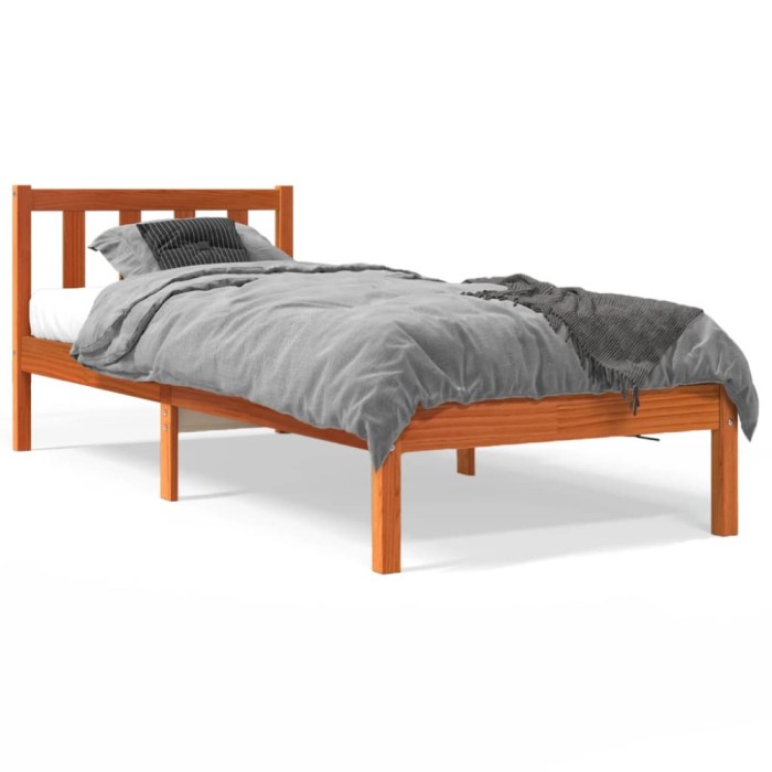 vidaXL Cadru pat fără saltea, maro ceruit, 75x190 cm, lemn masiv pin 844801