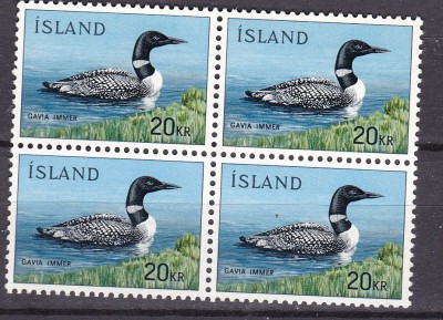Islanda 1967 fauna pasari MI 408 bloc de 4 MNH ww81 foto