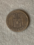 50 centimos 1880 Spania - Argint, Europa