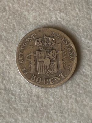 50 centimos 1880 Spania - Argint foto