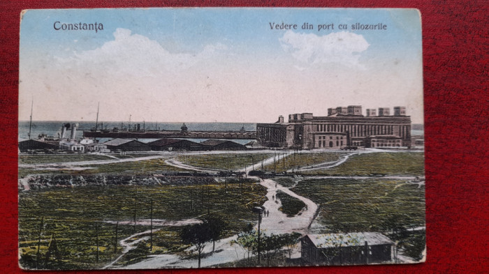 Romania-1925-Constanta-ved. din port cu siloz.-st.INDEPENDENTA GARA -C.P.circ.