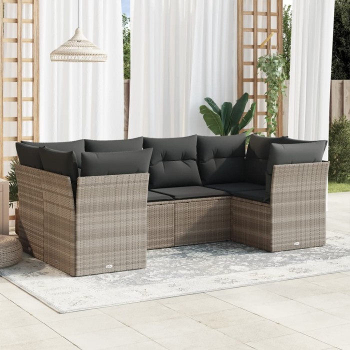 Gossi set canapele de gradina cu perne, 6 piese gri deschis poliratan