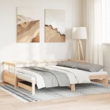 Cumpara ieftin Pat zi cu extensie și saltele, 90x190 cm, lemn masiv de pin
