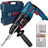 Bosch GBH 2-26 DRE + Plus-5X - Rotopercutor SDS-Plus 800 W 2.7 J valiza plastic + Set burghie SDS-Plus 6-10 mm 5 bucati