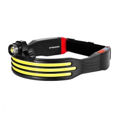 Lanterna de cap cu COB LED, EMESZON&reg; 30W694-3, 30W, 3 LED-uri COB, 1 proiector LED, 2 LED-uri STOP, Strobo, Acumulator, negru