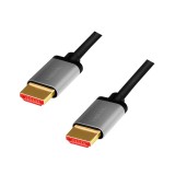 CABLU video LOGILINK, HDMI (T) la HDMI (T) 2.1 UHS, 2m, conectori auriti, rezolutie maxima 8K (7680 x 4320) la 60 Hz, aluminiu, negru, &quot;CHA0105&quot; (timb