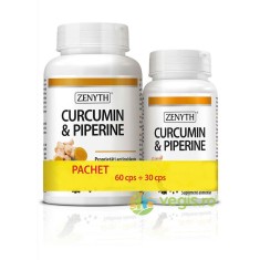 Pachet Curcumin &amp; Piperine 500mg 60cps+30cps