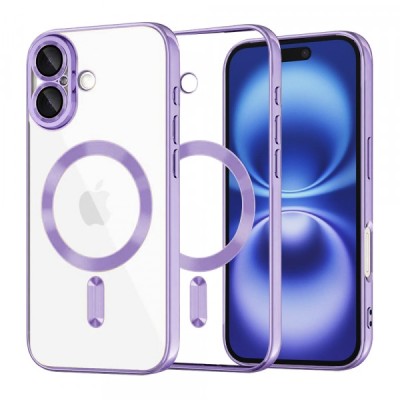 Husa MagSafe pentru Apple iPhone 16, Techsuit, Luxury Crystal, Mov Deschis foto