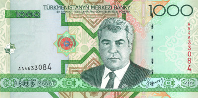 Turkmenistan 1000 manat 2005 unc, clasor A1 foto