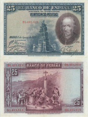 1928 ( 15 VIII ) , 25 pesetas ( P-74b ) - Spania - stare XF foto