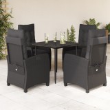 VidaXL Set mobilier de grădină cu perne, 5 piese, negru, poliratan