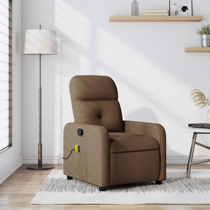 vidaXL Fotoliu de masaj rabatabil, maro, material textil