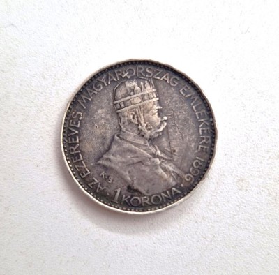 moneda din argint UNGARIA 1 korona 1896 rara AG km # 487 Francis Joseph I foto