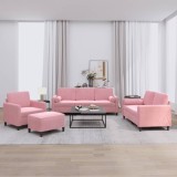 VidaXL Set canapea cu perne, 4 piese, roz, catifea