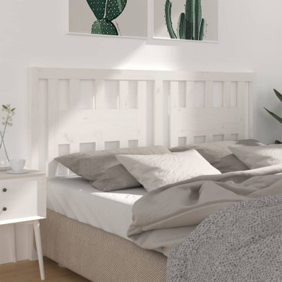 Tăblie de pat, alb, 156x4x100 cm, lemn masiv de pin foto