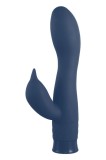 Vibrator Rabbit Dark Falls 10 Moduri Vibratii, Silicon, USB, Albastru Inchis, 16.5 cm