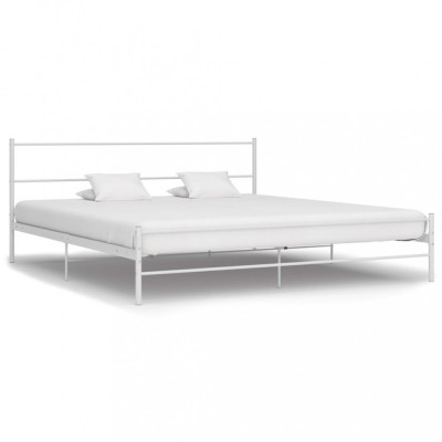 Cadru de pat, alb, 200 x 200 cm, metal GartenMobel Dekor foto