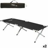 Cumpara ieftin Pat de camping Aktive Negru 190 x 42 x 64 cm Pliabil (2 Unități)
