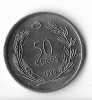 Moneda 50 kurus 1980 - Turcia, FAO, tiraj: 13.000, Europa, Cupru-Nichel