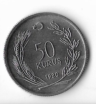Moneda 50 kurus 1980 - Turcia, FAO, tiraj: 13.000 foto