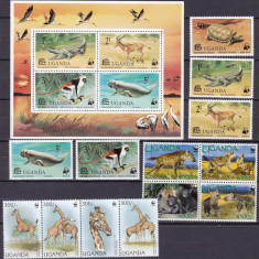 Uganda 1977/97/2008 fauna WWF 3 serii MNH ww81