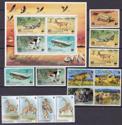 Uganda 1977/97/2008 fauna WWF 3 serii MNH ww81 foto