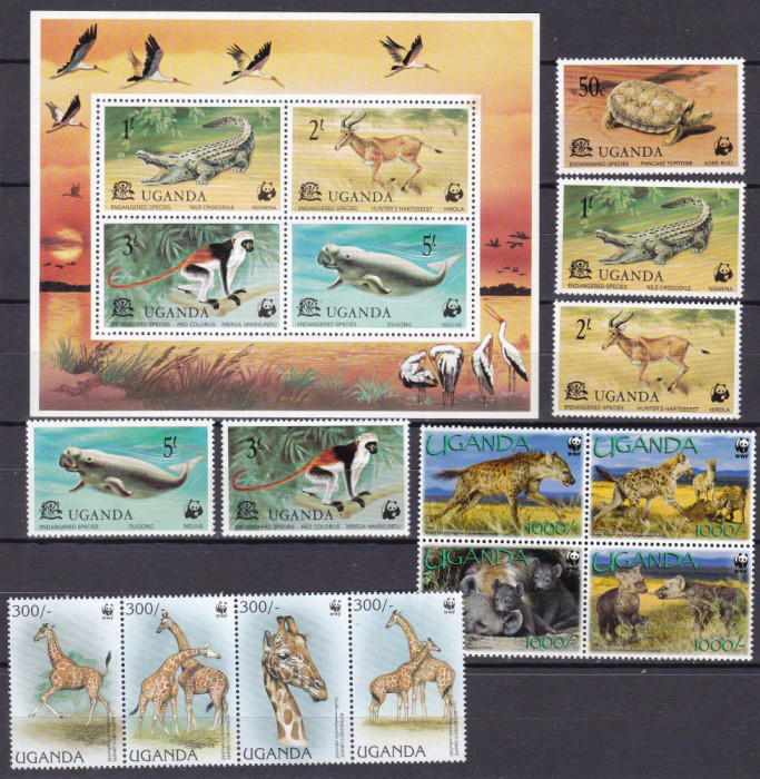 Uganda 1977/97/2008 fauna WWF 3 serii MNH ww81