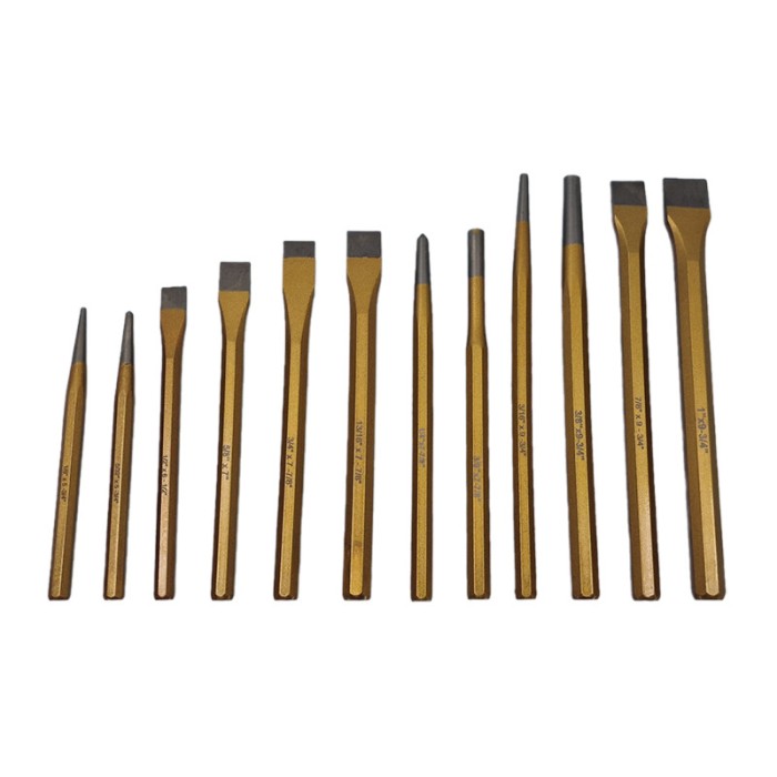 Set 12 dalti pentru metal, auriu
