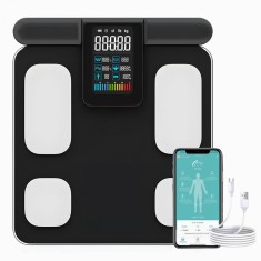 Cantar Inteligent, HexaHealth, Profesional, 28 indici corporali, Negru