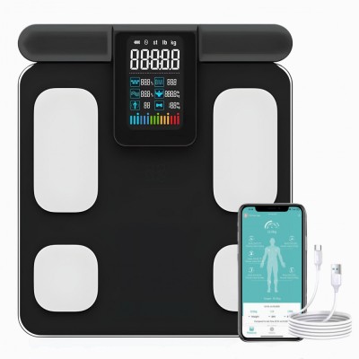 Cantar Inteligent, HexaHealth, Profesional, 28 indici corporali, Negru foto