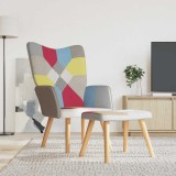 vidaXL Scaun de relaxare cu taburet, textil, petice