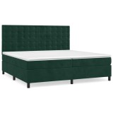 Cumpara ieftin Pat box spring cu saltea, verde inchis, 200x200 cm, catifea