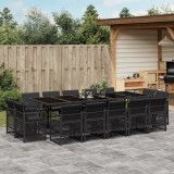 Set mobilier de grădină cu perne, 15 piese, negru, poliratan