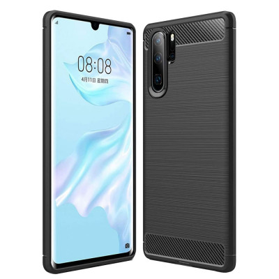 Husa pentru Huawei P30 Pro / P30 Pro New Edition, Techsuit Carbon Silicone, Black foto