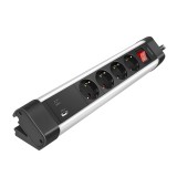 PRELUNGITOR LOGILINK, Schuko x 4, conectare prin Schuko (T), ON/OFF, 16 A, 1xUSB-A, 1xUSB-C, cablu 1.5m, protectie IP20, negru-argintiu, &quot;LPS278U&quot; (ti