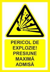 Placuta pericol de explozie presiune maxima admisa foto